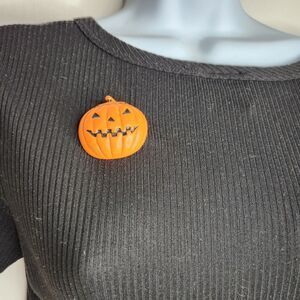 Vintage AJC Halloween Jack O Lantern Pin Brooch Enamel on Metal